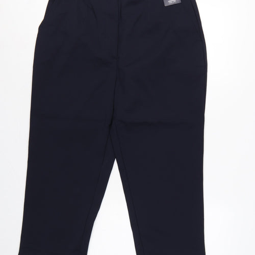 M&S Women’s Navy Blue Size 16 Slim Cropped High Rise Trousers