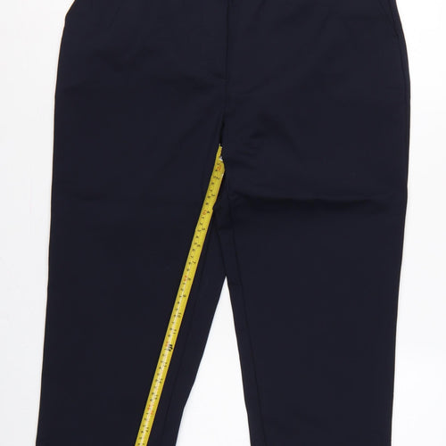 M&S Women’s Navy Blue Size 16 Slim Cropped High Rise Trousers