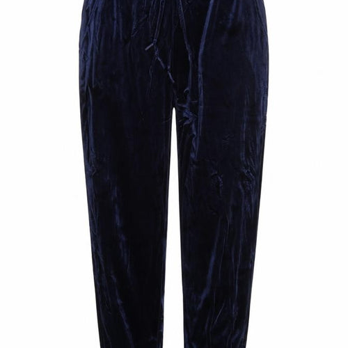 Stradivarius Women’s Blue Velvet Jogger Trousers Size L Elastic Waist