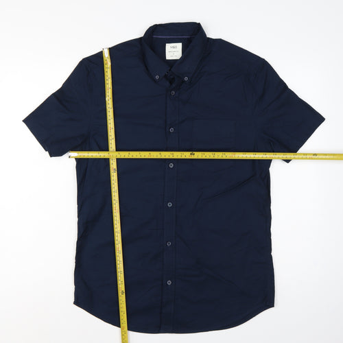 Marks & Spencer Men Blue S Regular Fit Cotton Button-Down Shirt