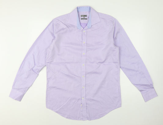 Jaeger Men’s Purple 15.5 Regular Fit Pure Cotton Formal Shirt