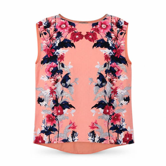 Oasis Women’s Pink Floral Sleeveless Round Neck Blouse Size 14