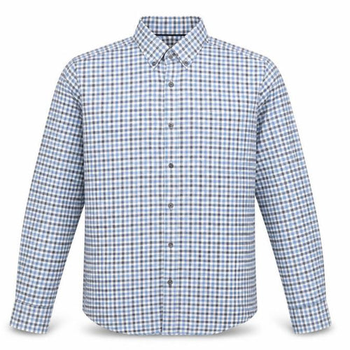 John Lewis Men Blue White Check Cotton Oxford Button-Up Shirt M