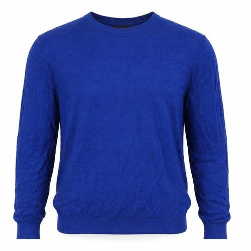Emporio Armani Men's Blue L Geometric Knit Crew Neck Pullover Jumper