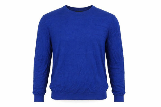 Emporio Armani Men's Blue L Geometric Knit Crew Neck Pullover Jumper