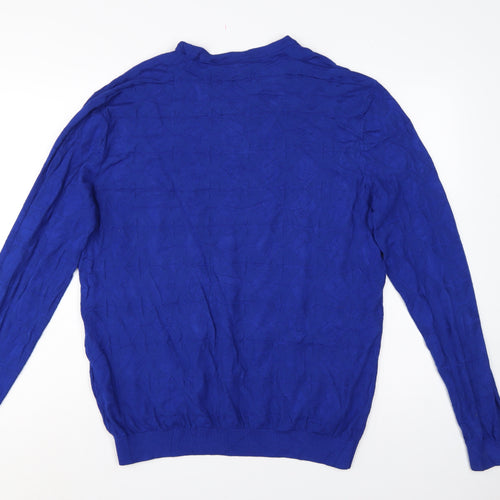 Emporio Armani Men's Blue L Geometric Knit Crew Neck Pullover Jumper