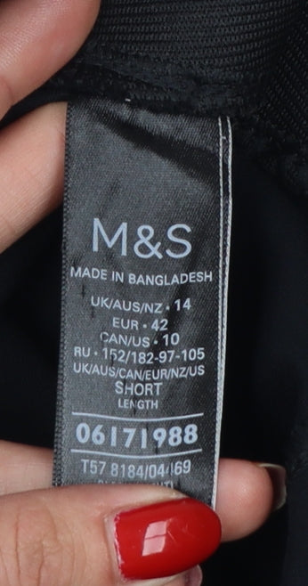 Marks & Spencer Women Black Size 14 Short High Rise Leggings
