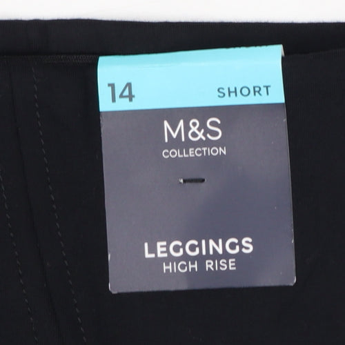 Marks & Spencer Women Black Size 14 Short High Rise Leggings