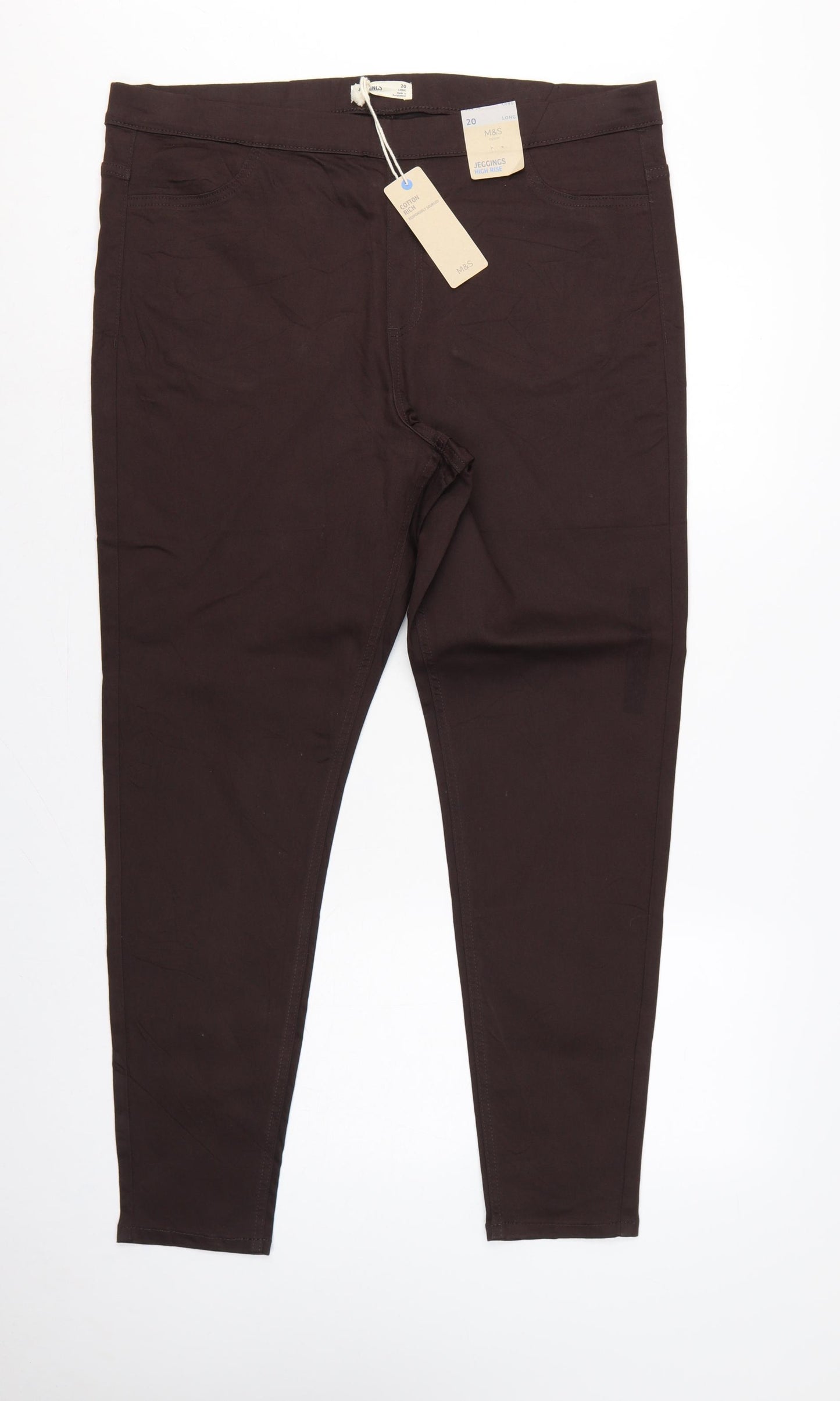Marks & Spencer Women Brown Size 20 Long High Rise Skinny Jeggings