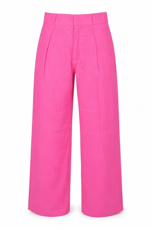 Zara Unisex Adults Pink M Wide-Leg High Rise Dress Trousers