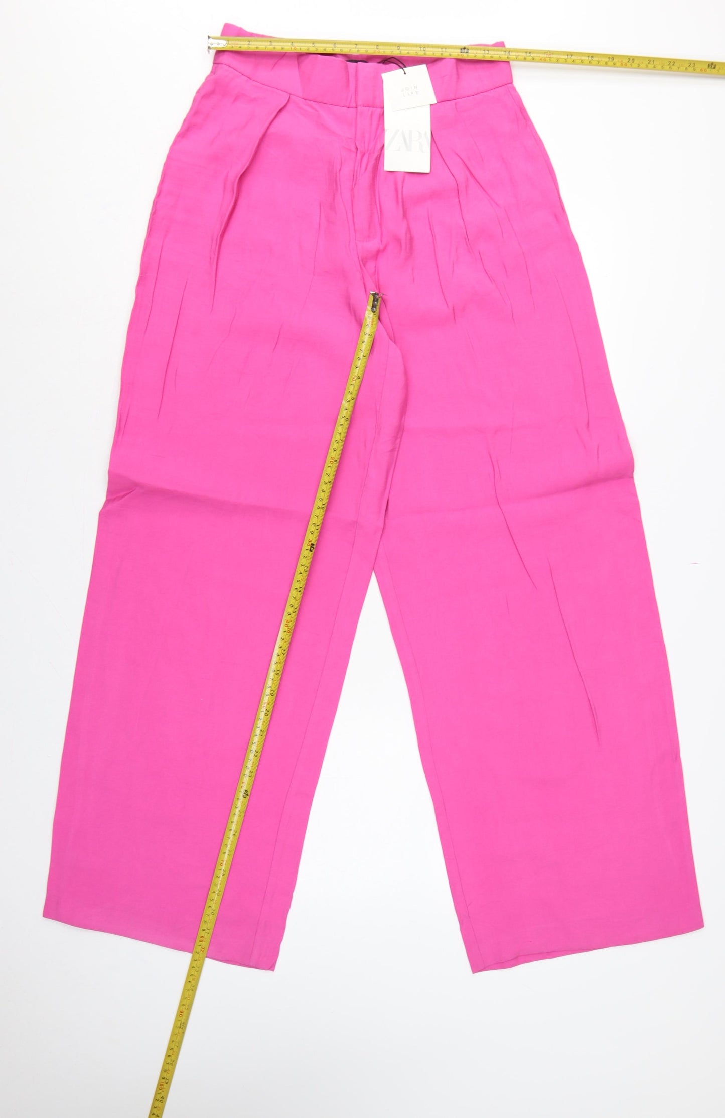 Zara Unisex Adults Pink M Wide-Leg High Rise Dress Trousers
