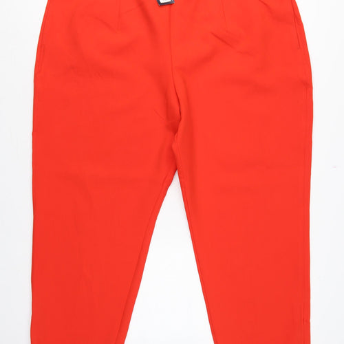Marks & Spencer Unisex Red Size 22 Straight High Rise Trousers