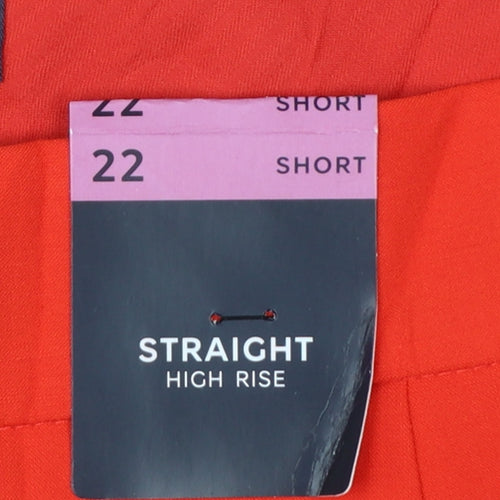 Marks & Spencer Unisex Red Size 22 Straight High Rise Trousers