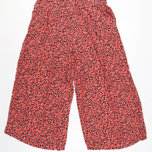Marks and Spencer Women Orange Leopard Print Wide-Leg Trousers UK 12