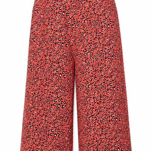 Marks and Spencer Women Orange Leopard Print Wide-Leg Trousers UK 12