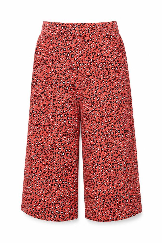 Marks and Spencer Women Orange Leopard Print Wide-Leg Trousers UK 12