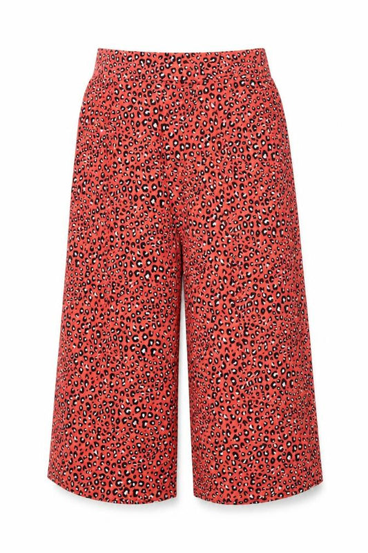 Marks and Spencer Women Orange Leopard Print Wide-Leg Trousers UK 12