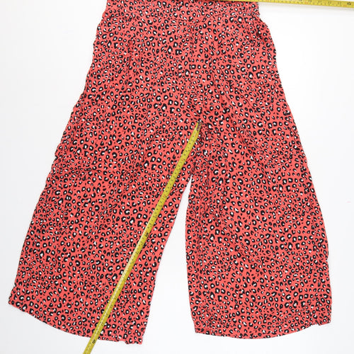 Marks and Spencer Women Orange Leopard Print Wide-Leg Trousers UK 12