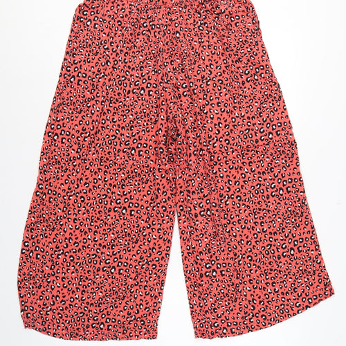 Marks and Spencer Women Orange Leopard Print Wide-Leg Trousers UK 12