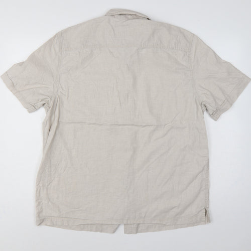 Stone Bay Men's Beige M Linen Cotton Short Sleeve Button-Up Shirt
