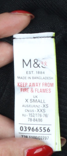 Marks and Spencer Women Black XS Open Knit Long Sleeve Cardigan