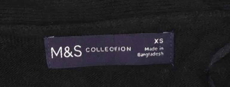 Marks and Spencer Women Black XS Open Knit Long Sleeve Cardigan