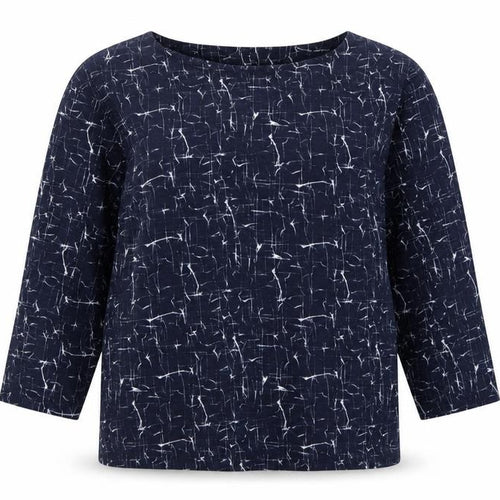 Betty & Co Women Blue UK 12 Geometric Kimono Sleeve 3/4 Blouse