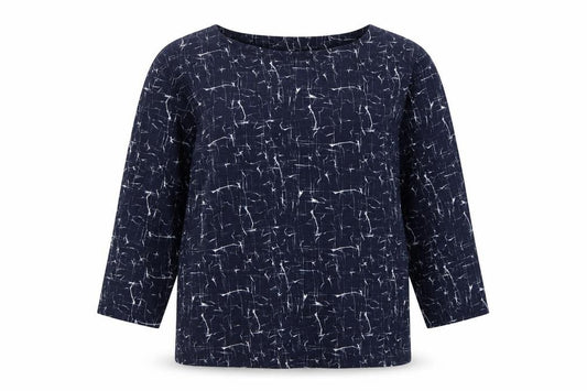 Betty & Co Women Blue UK 12 Geometric Kimono Sleeve 3/4 Blouse