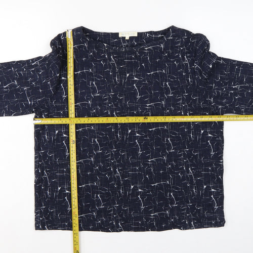 Betty & Co Women Blue UK 12 Geometric Kimono Sleeve 3/4 Blouse