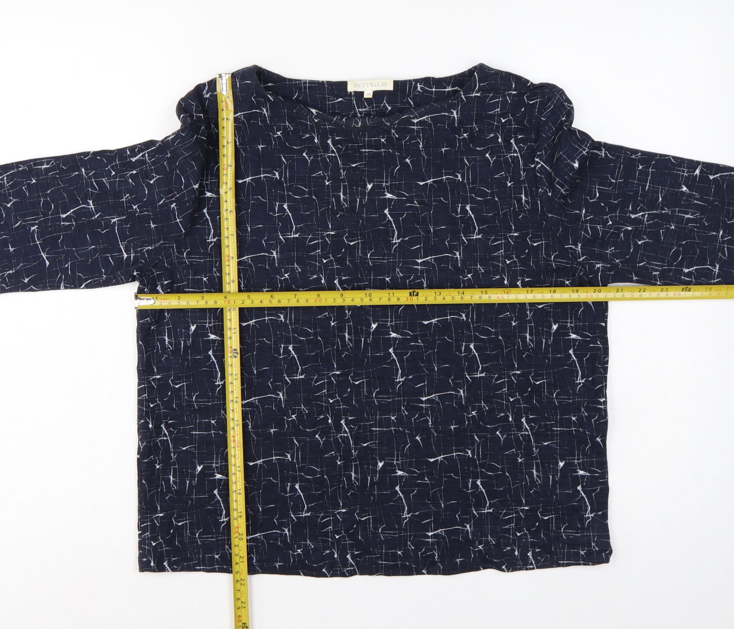 Betty & Co Women Blue UK 12 Geometric Kimono Sleeve 3/4 Blouse