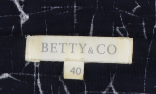 Betty & Co Women Blue UK 12 Geometric Kimono Sleeve 3/4 Blouse