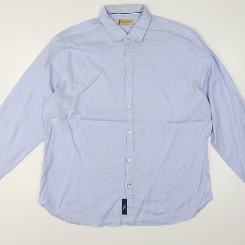 Marks and Spencer Men Blue XL Cotton Long Sleeve Formal Dress Shirt