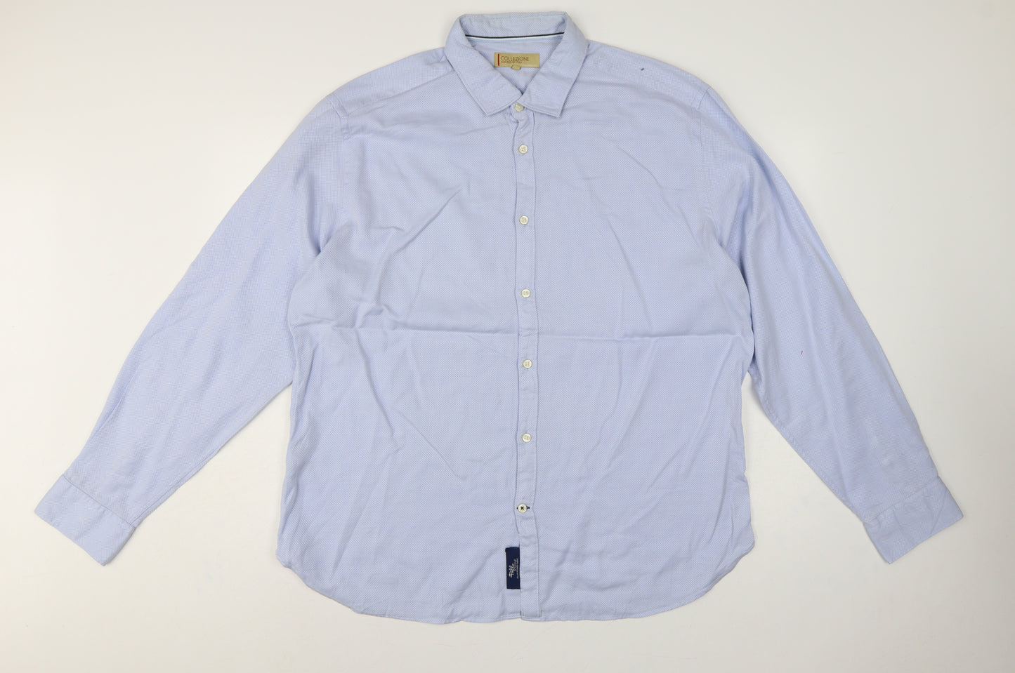 Marks and Spencer Men Blue XL Cotton Long Sleeve Formal Dress Shirt