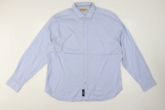 Marks and Spencer Men Blue XL Cotton Long Sleeve Formal Dress Shirt
