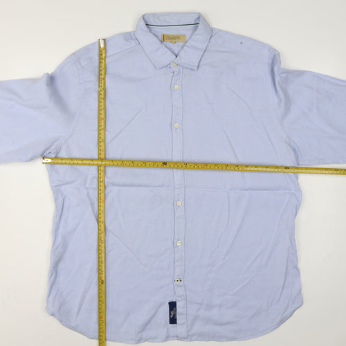 Marks and Spencer Men Blue XL Cotton Long Sleeve Formal Dress Shirt