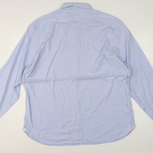 Marks and Spencer Men Blue XL Cotton Long Sleeve Formal Dress Shirt