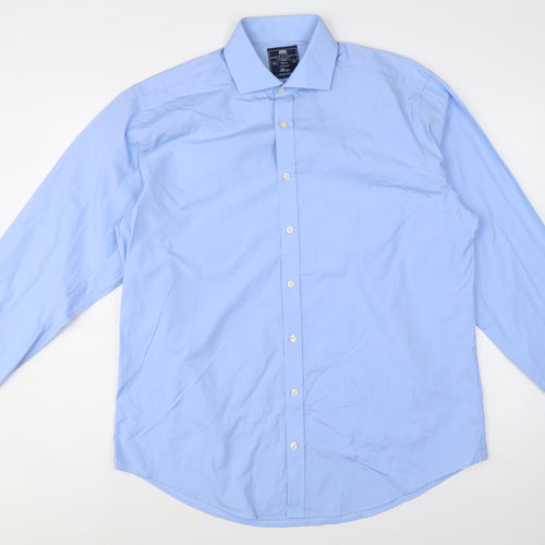 Hawes & Curtis Men's Blue 16.5 Cotton Windsor Formal Dress Shirt