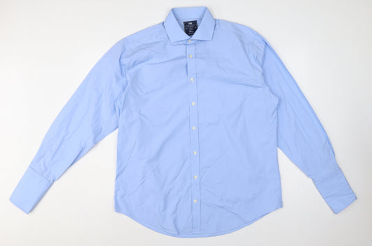 Hawes & Curtis Men's Blue 16.5 Cotton Windsor Formal Dress Shirt