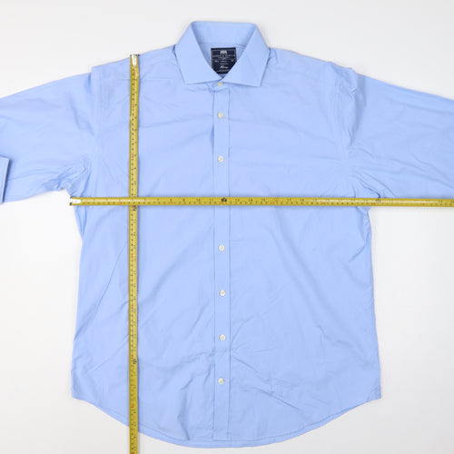 Hawes & Curtis Men's Blue 16.5 Cotton Windsor Formal Dress Shirt