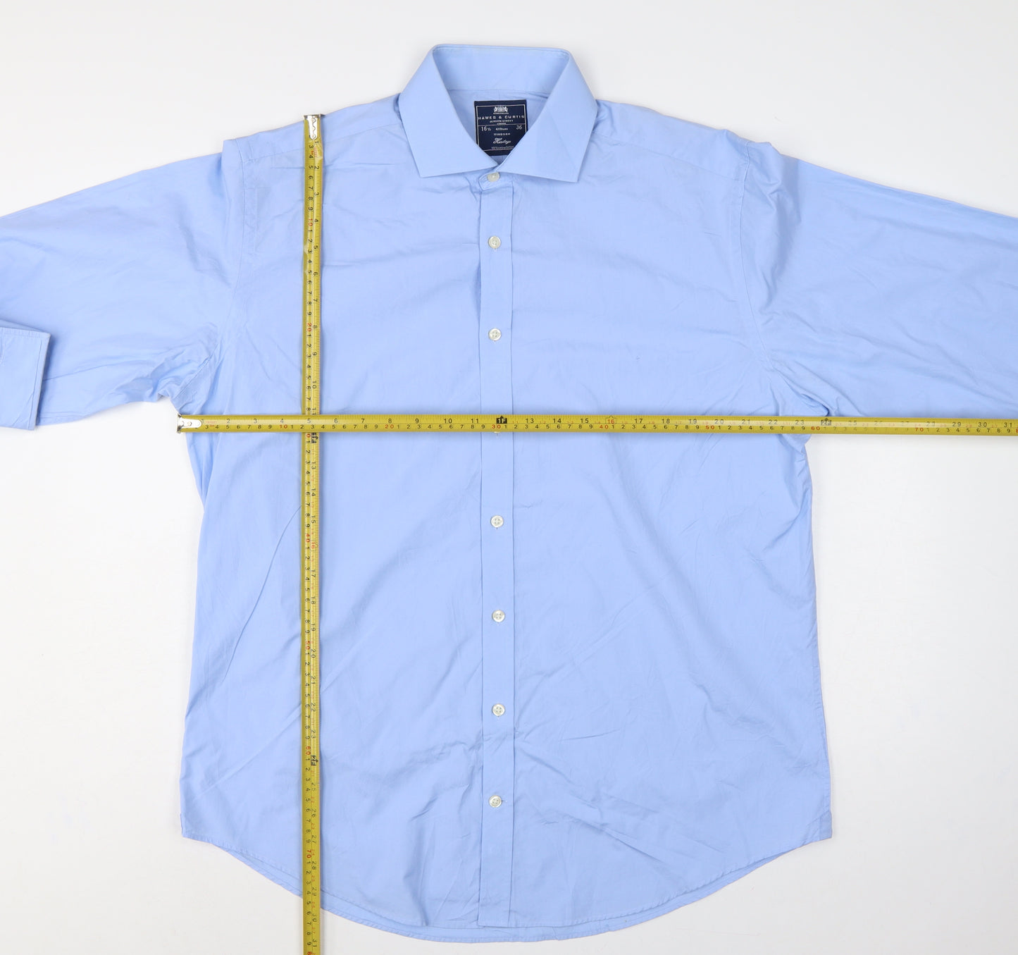 Hawes & Curtis Men's Blue 16.5 Cotton Windsor Formal Dress Shirt