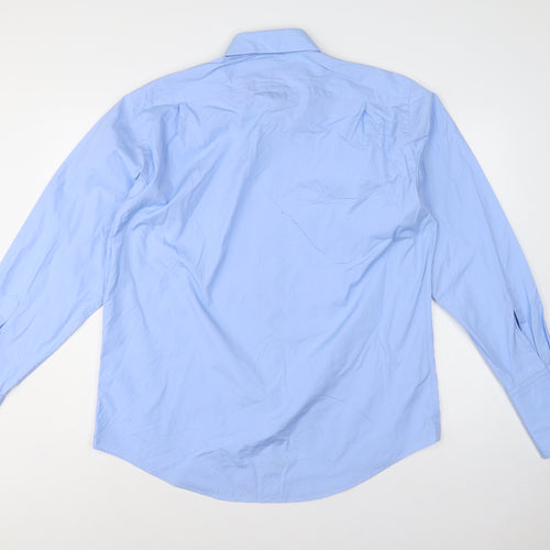 Hawes & Curtis Men's Blue 16.5 Cotton Windsor Formal Dress Shirt