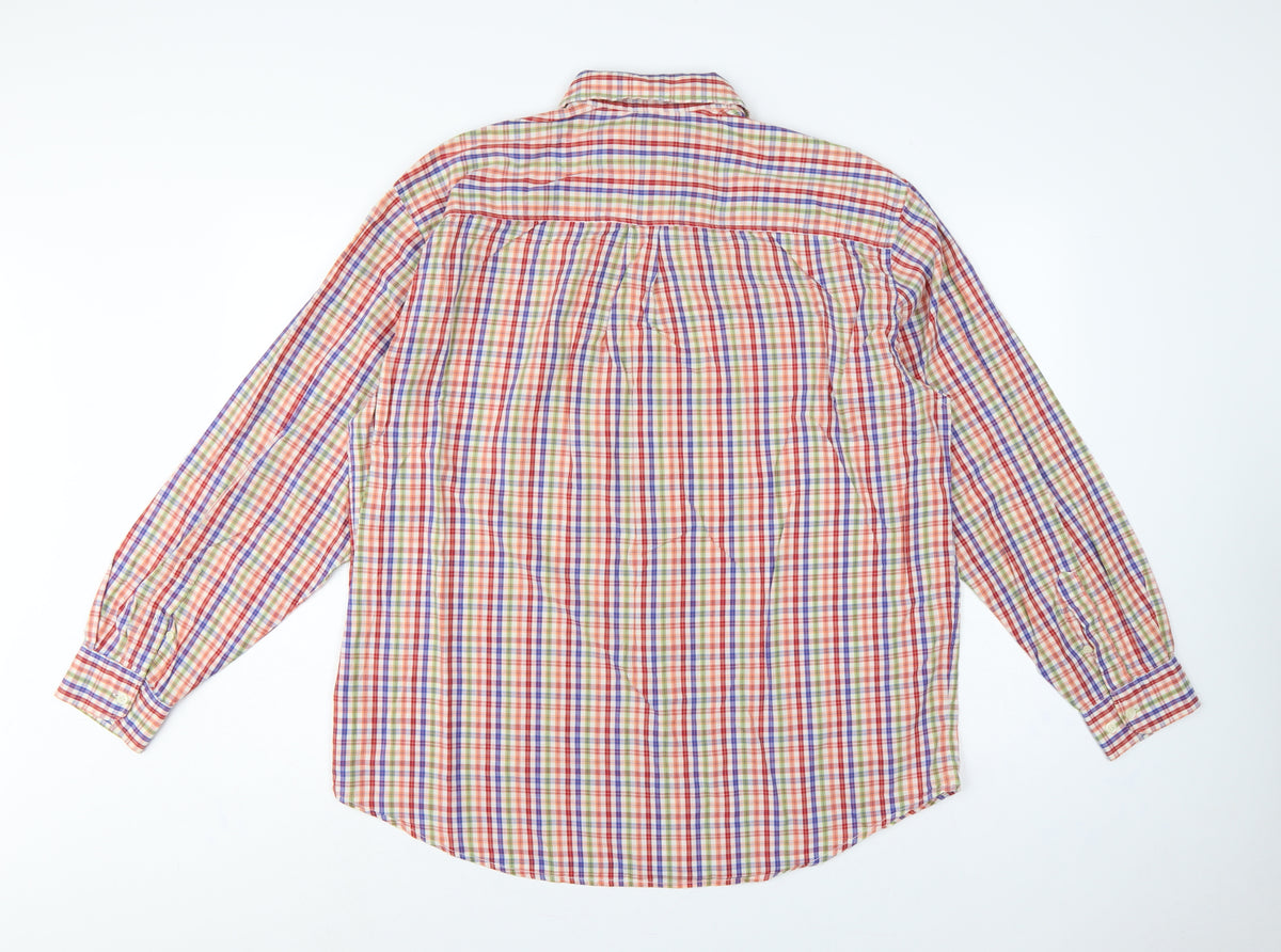 Brand and care label for Next Men’s Multicoloured Check Cotton Button-Up Shirt L Long Sleeve