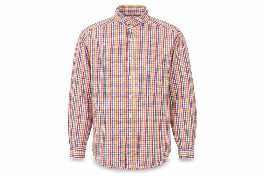 Front view of Next Men’s Multicoloured Check Cotton Button-Up Shirt L Long Sleeve