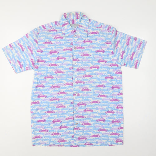 Jac Tissot Men's Multicoloured M Car Print Cotton Short Sleeve Shirt