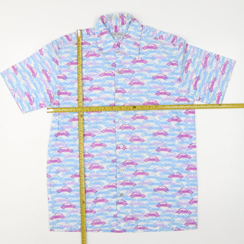 Jac Tissot Men's Multicoloured M Car Print Cotton Short Sleeve Shirt