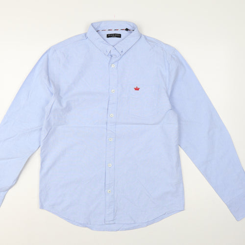 Brave Soul Men’s Blue M Cotton Button Down Long Sleeve Shirt