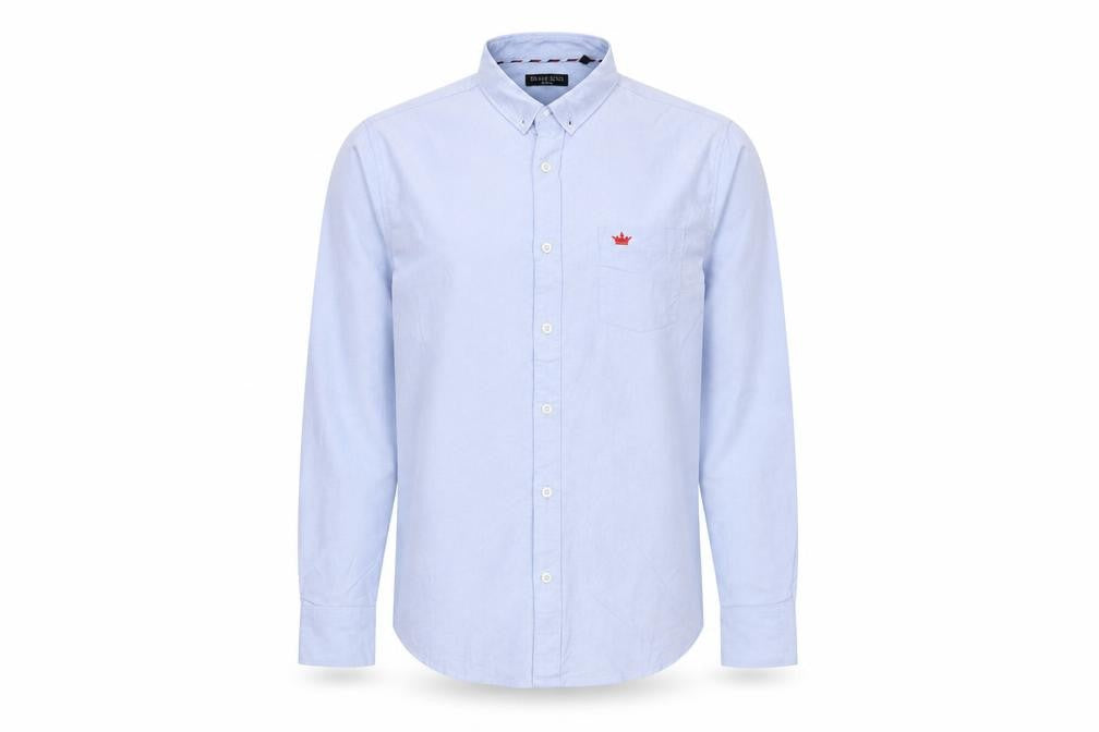 Front view of Brave Soul Men’s Blue M Cotton Button Down Long Sleeve Shirt