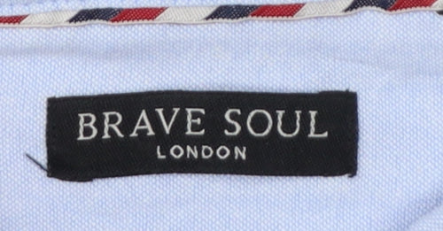 Brave Soul Men’s Blue M Cotton Button Down Long Sleeve Shirt