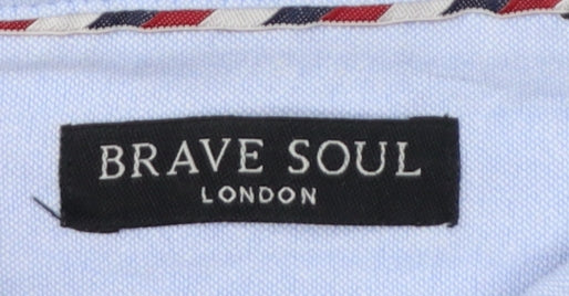 Brave Soul Men’s Blue M Cotton Button Down Long Sleeve Shirt