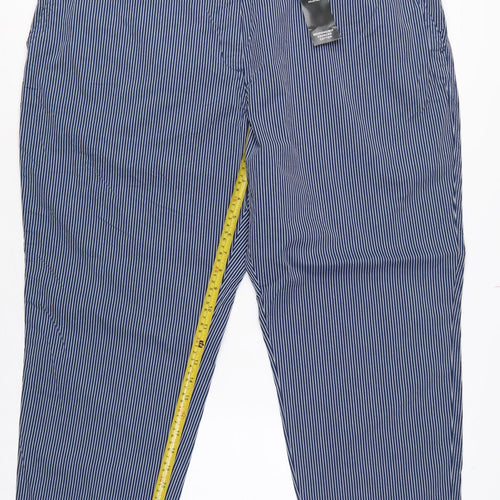 Marks & Spencer Women’s Blue Striped Size 20 Tapered Chino Trousers